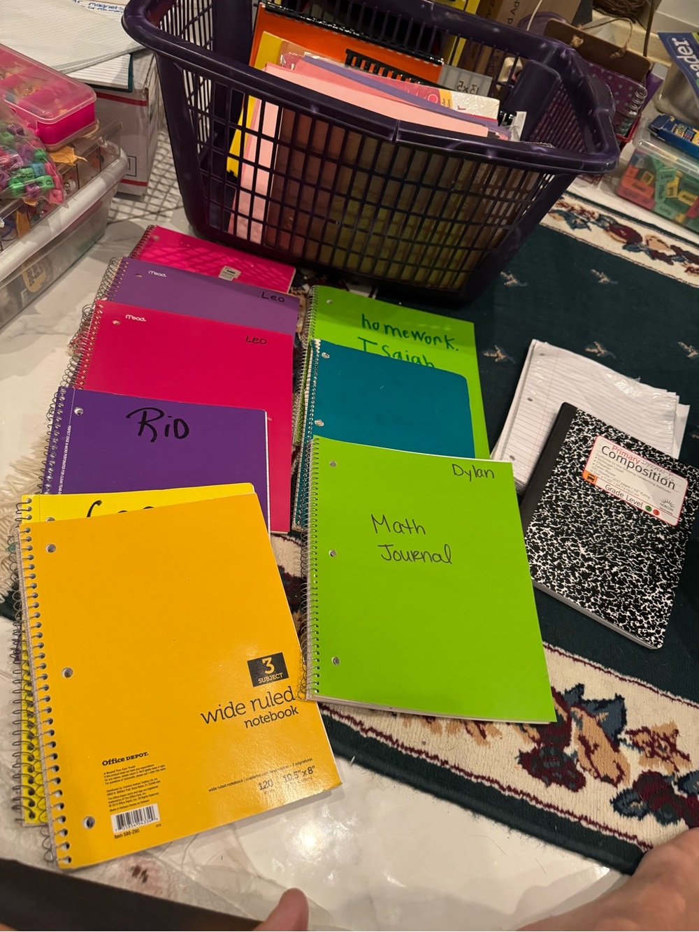 Assorted Spiral Notebooks - Green, Yellow, Purple, Pink (Unbranded)